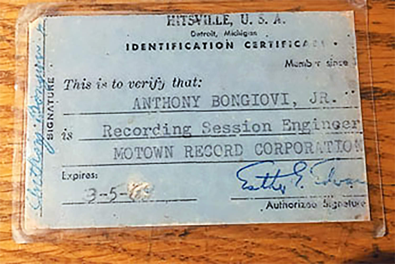 Tony still carries his Motown ID in his wallet Tony still carries his Motown ID in his wallet